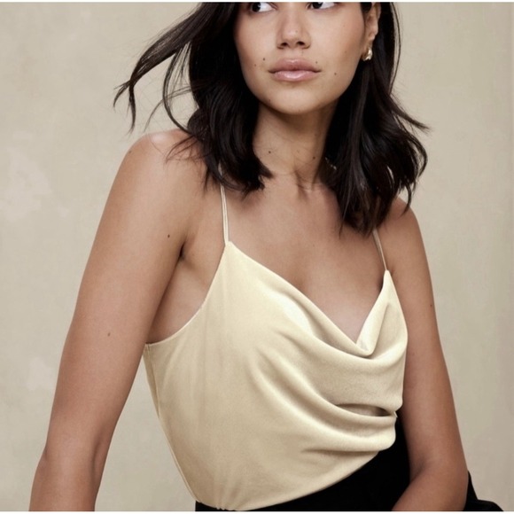 Banana Republic Velvet Cowl Neck Camisole Size Large Crystal Sand NWT - Picture 10 of 10